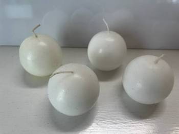 Ball candle, ivory, package of 4