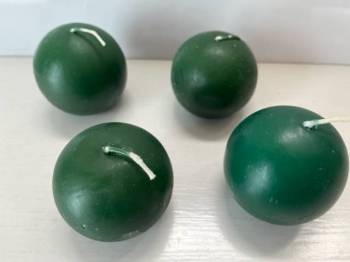 Ball candle, green, package of 4
