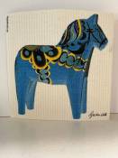 Blue Dala Horse Design on Dishcloth