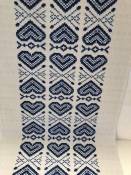 Linen with Larger Woven Hearts in Blue and White/Ecru
