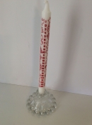 White Advent Candle with Red Designs