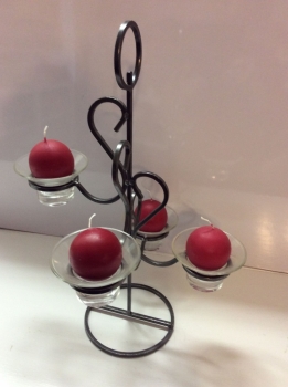 Danish Wrought Iron, Heart With Four Candles