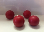 Ball candle, red, package of 4