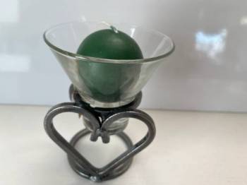 Danish Wrought Iron Candle Holder One Heart