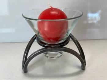 Danish Wrought Iron Candle Holder Three Arches