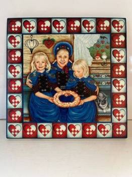 Ceramic Tile with Gals and Danish Kringle