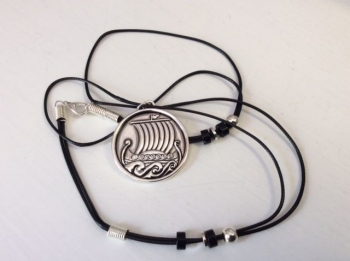 Pewter Necklace with Imprint of Viking Ship