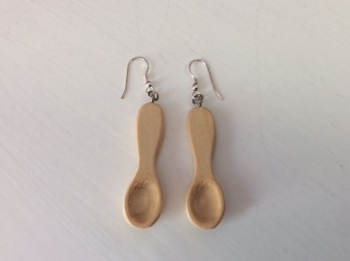 Hand Carved Wooden Spoon Earrings