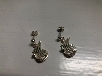 Silver Viking Ship Earrings