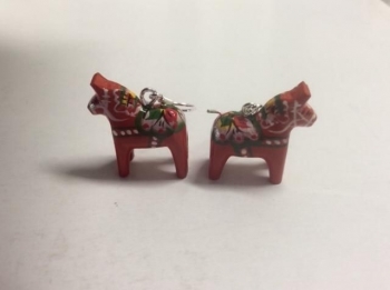Dala Horse Earrings in Red