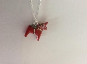 Dala Horse Necklace in Red