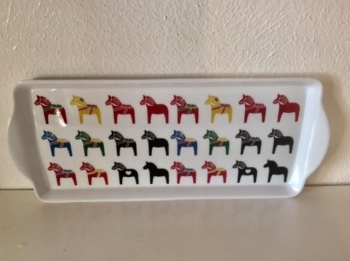 Serving Tray with Colorful Dala Horses