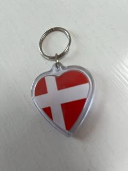 Heart Key Ring with Danish Flag