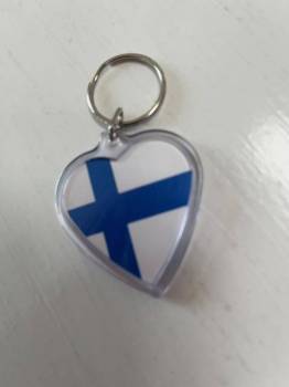 Heart Key Ring with Finnish Flag