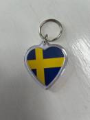 Heart Key Ring with Swedish Flag